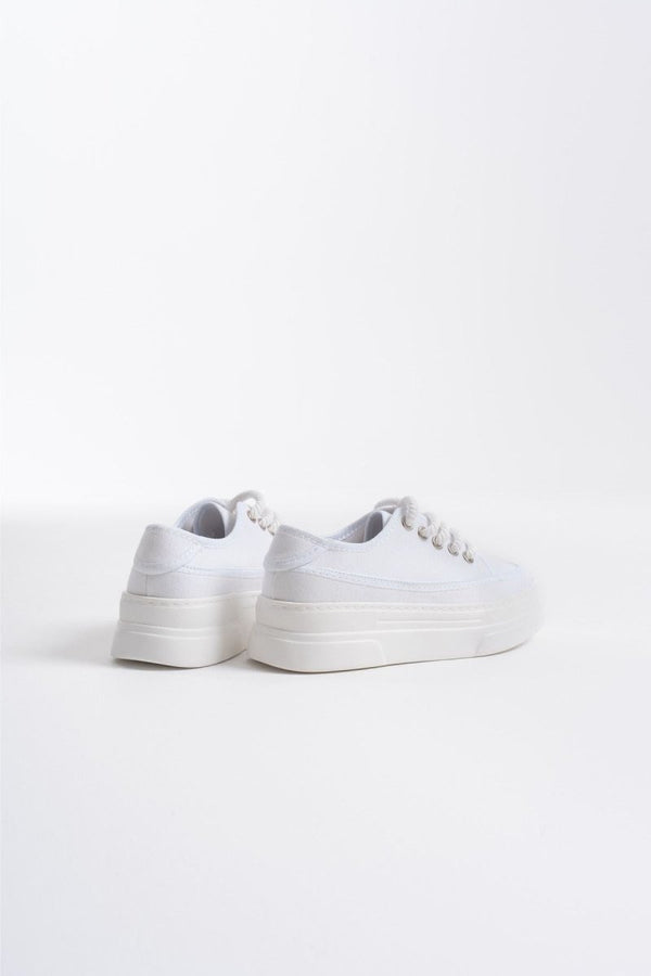 Scarpax Glown Kadın Beyaz Keten Spor Ayakkabı