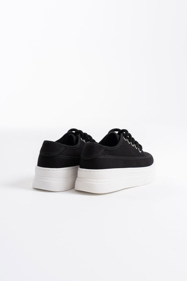 Scarpax Glown Kadın Siyah Keten Spor Ayakkabı