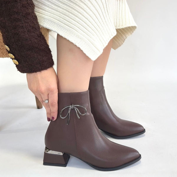 Scarpax Harly Kahverengi Cilt Topuklu Bot