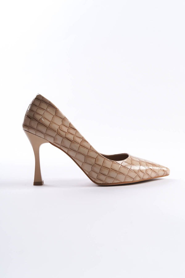 Scarpax Harper Kadın Nude Kroko Rugan Stiletto - SCARPAX