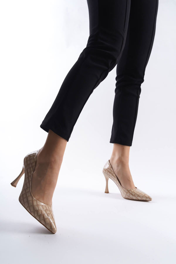 Scarpax Harper Kadın Nude Kroko Rugan Stiletto - SCARPAX