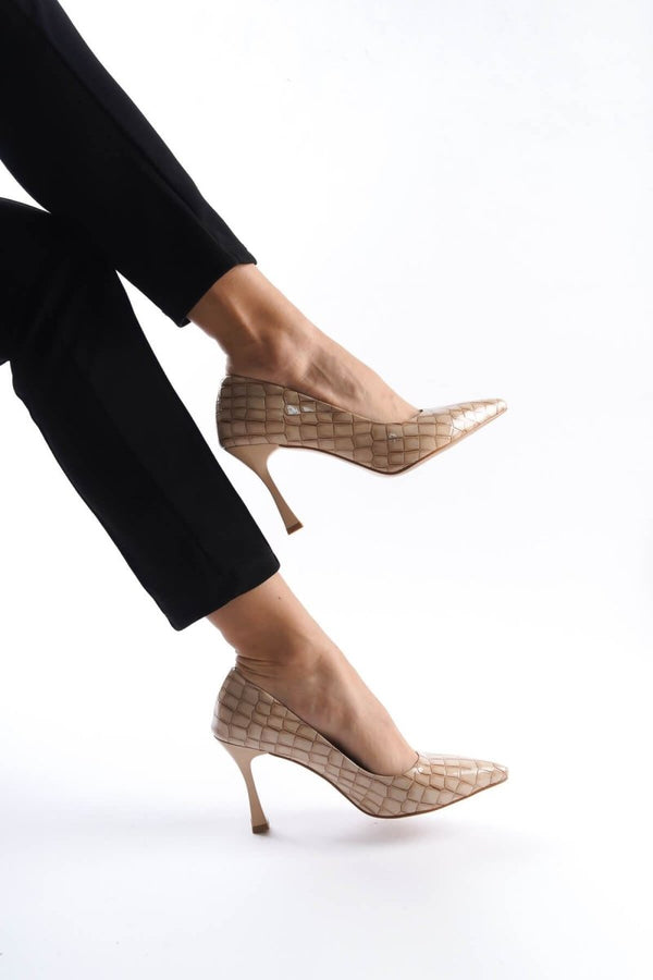 Scarpax Harper Kadın Nude Kroko Rugan Stiletto