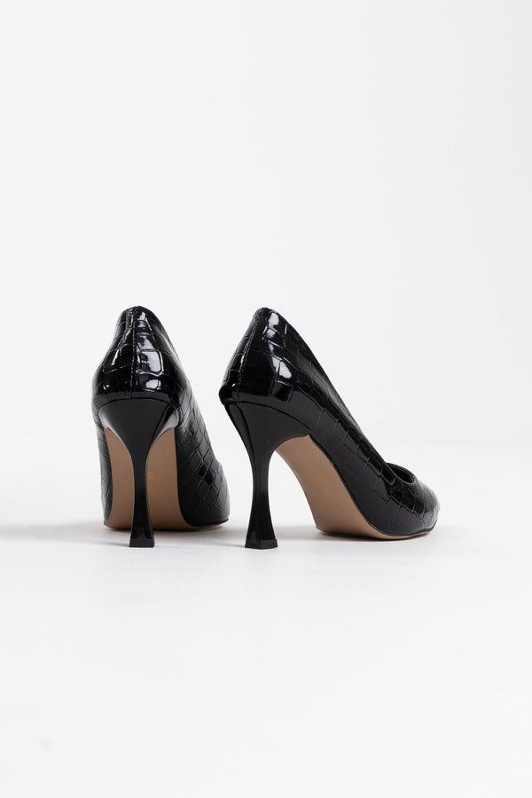 Scarpax Harper Kadın Siyah Kroko Rugan Stiletto - SCARPAX