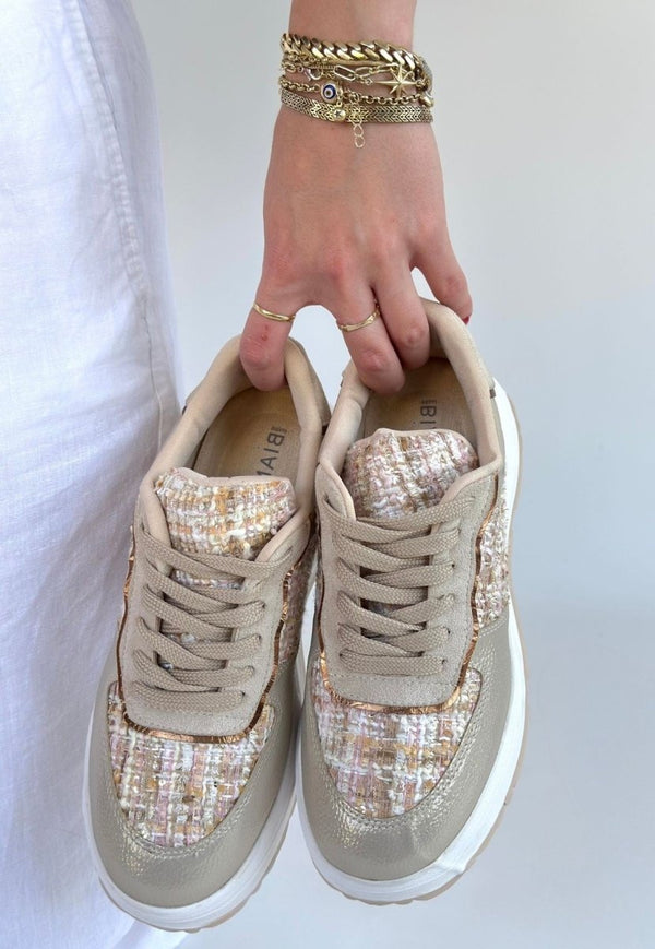 Scarpax Hawer Bej Cilt Bağcıklı Spor Ayakkabı