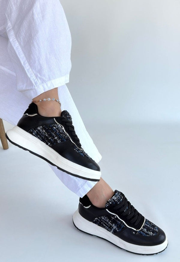 Scarpax Hawer Siyah Cilt Bağcıklı Spor Ayakkabı