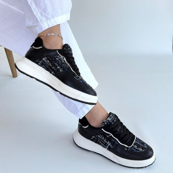 Scarpax Hawer Siyah Cilt Bağcıklı Spor Ayakkabı