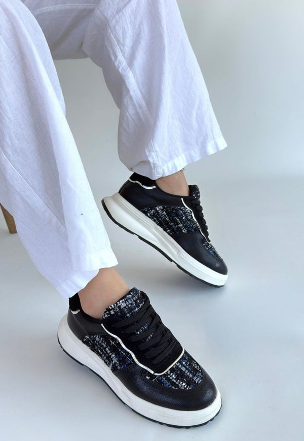 Scarpax Hawer Siyah Cilt Bağcıklı Spor Ayakkabı