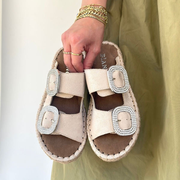 Scarpax Hertas Bej Nubuk Tokalı Terlik