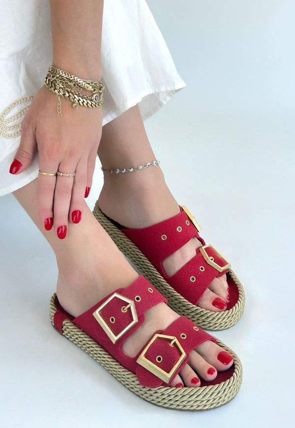 Scarpax İces Kırmızı Nubuk Terlik