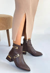 Scarpax İnay Kahverengi Cilt Topuklu Bot