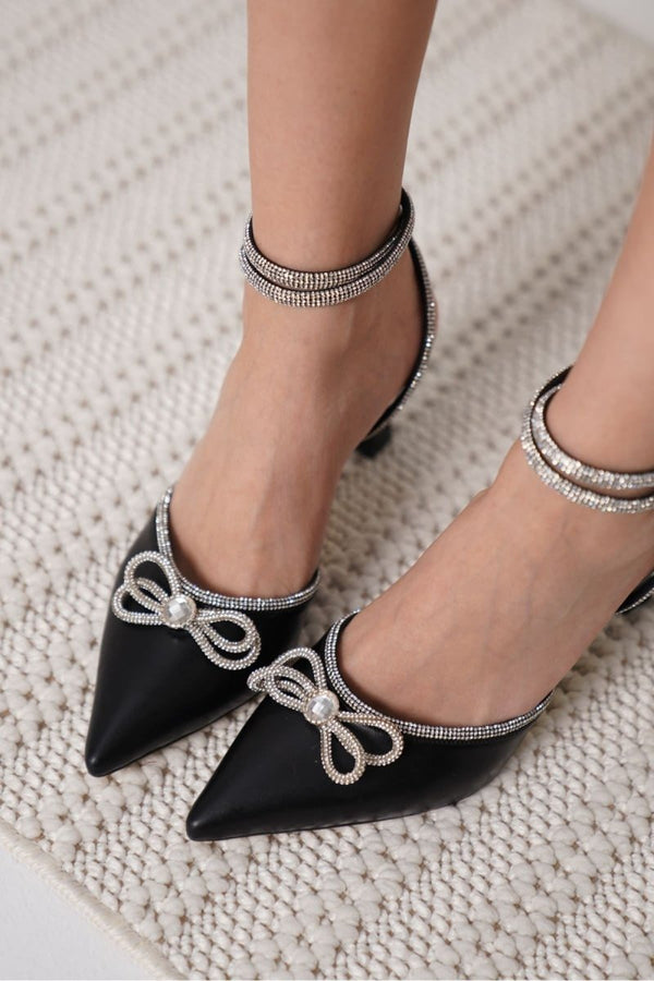 Scarpax İrina Kadın Siyah Taşlı Topuklu Ayakkabı