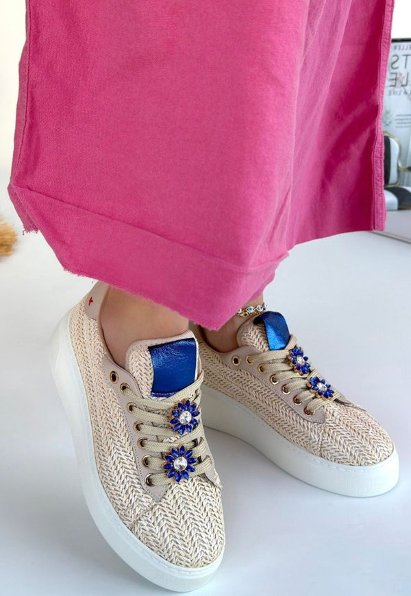 Scarpax Iwer Bej Hasır Dokumalı Bağcıklı Spor Ayakkabı