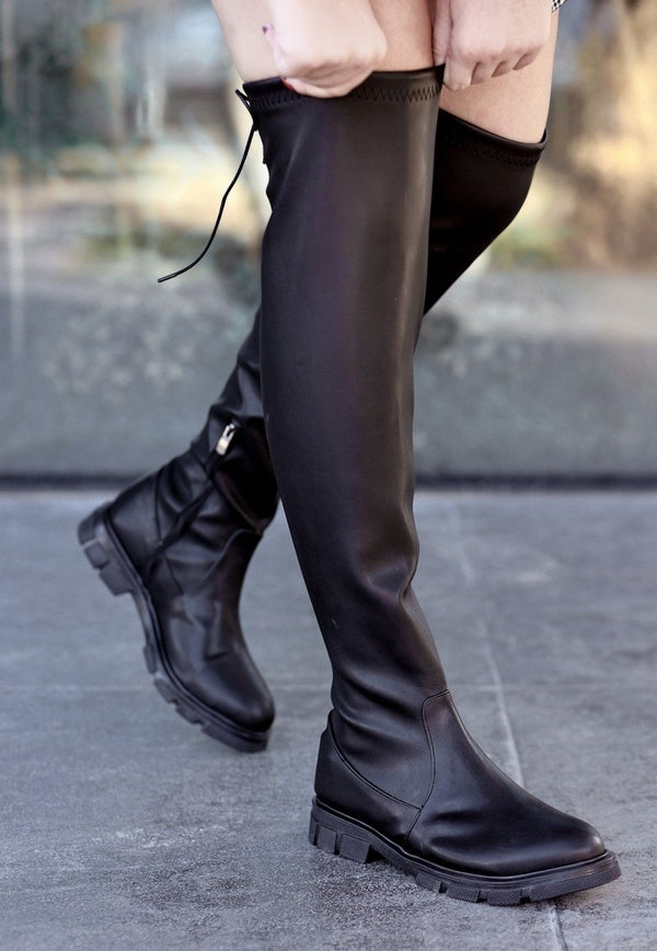 Scarpax Iyan Siyah Cilt Çorap Çizme