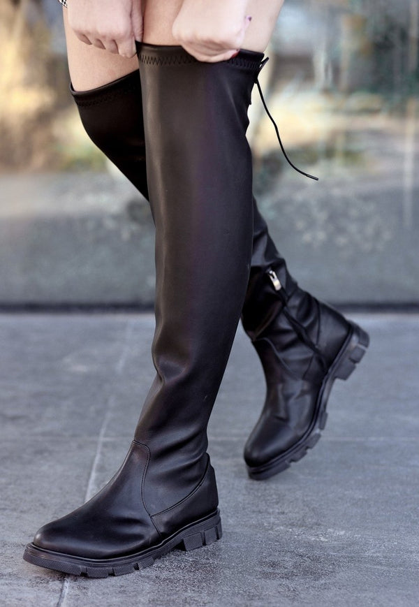 Scarpax Iyan Siyah Cilt Çorap Çizme