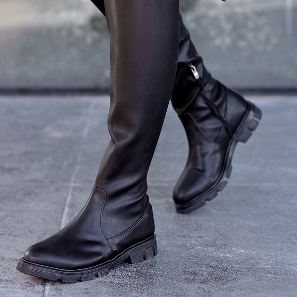 Scarpax Iyan Siyah Cilt Çorap Çizme