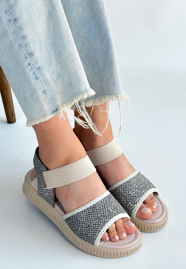 Scarpax Jake Yeşil Hasır Cilt Sandalet