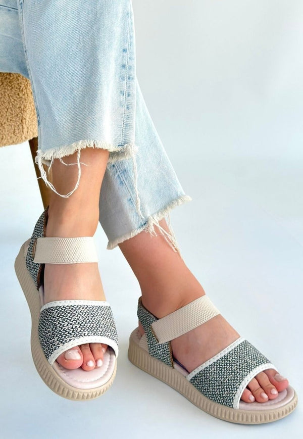 Scarpax Jake Yeşil Hasır Cilt Sandalet