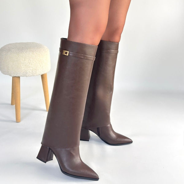 Scarpax Jike Kahverengi Cilt Tak Çıkar Çizme