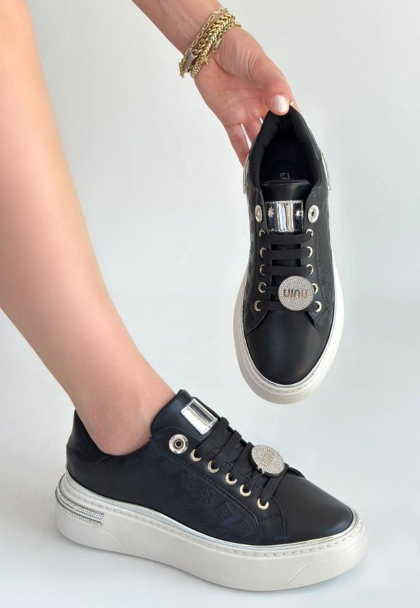 Scarpax Jlar Siyah Cilt Bağcıklı Spor Ayakkabı