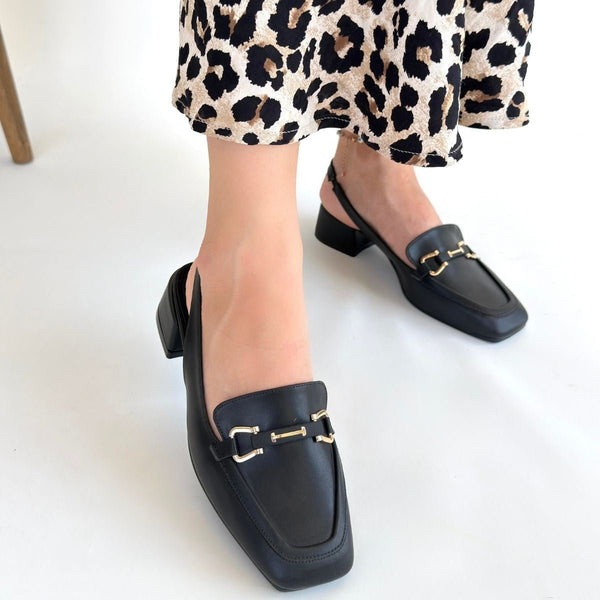 Scarpax Joone Siyah Cilt Topuklu Ayakkabı