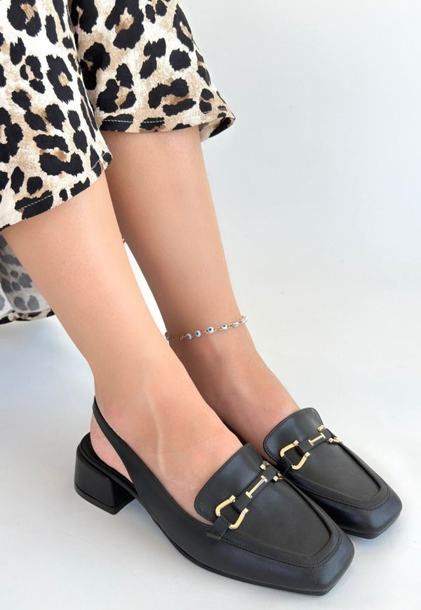 Scarpax Joone Siyah Cilt Topuklu Ayakkabı