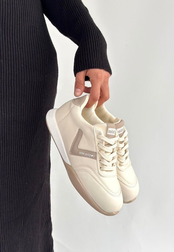 Scarpax Jowen Bej Cilt Vizon Detaylı Bağcıklı Spor Ayakkabı