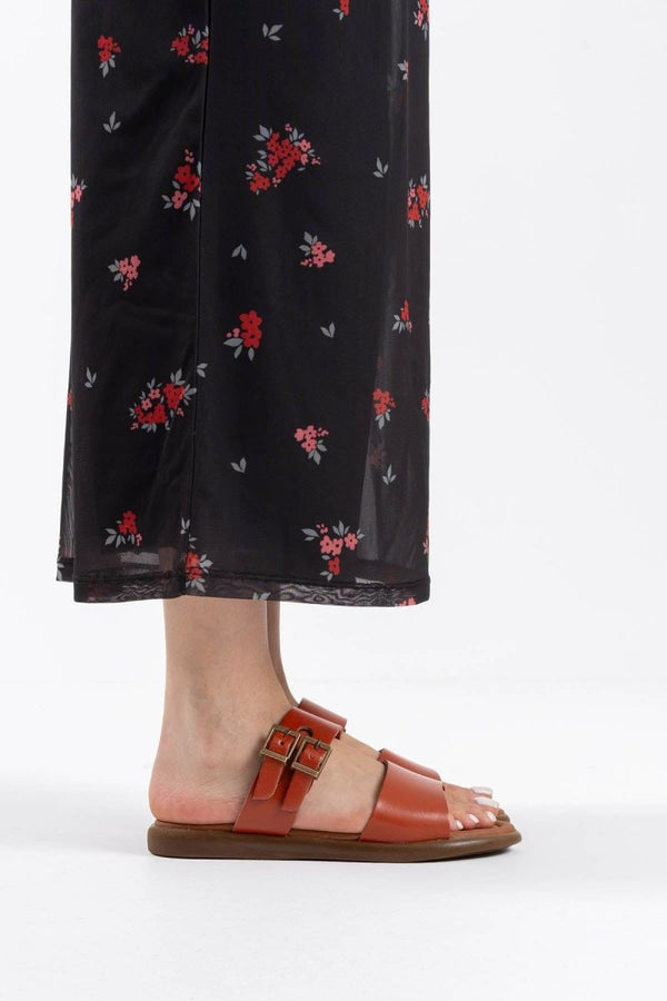 Scarpax Kares Kiremit Hakiki Deri Terlik