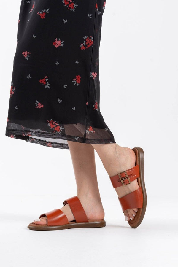 Scarpax Kares Kiremit Hakiki Deri Terlik