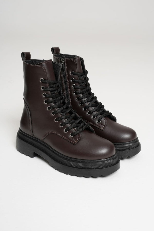 Scarpax Karma Özel Tasarım Kışlık Acı Kahve Kalın Tabanlı Kadın Bot