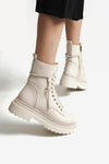 Scarpax Karma Özel Tasarım Kışlık Bej Kalın Tabanlı Kadın Bot