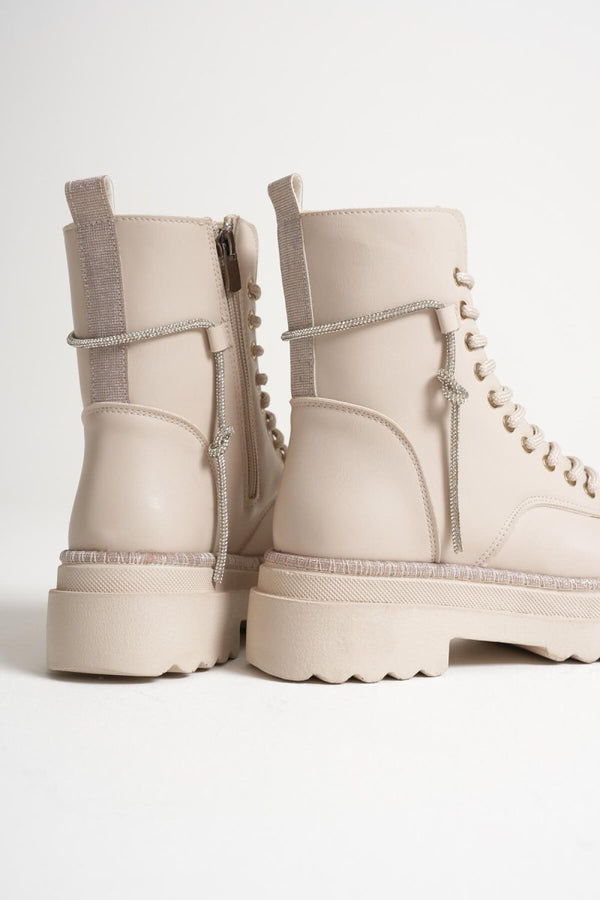 Scarpax Karma Özel Tasarım Kışlık Bej Kalın Tabanlı Kadın Bot