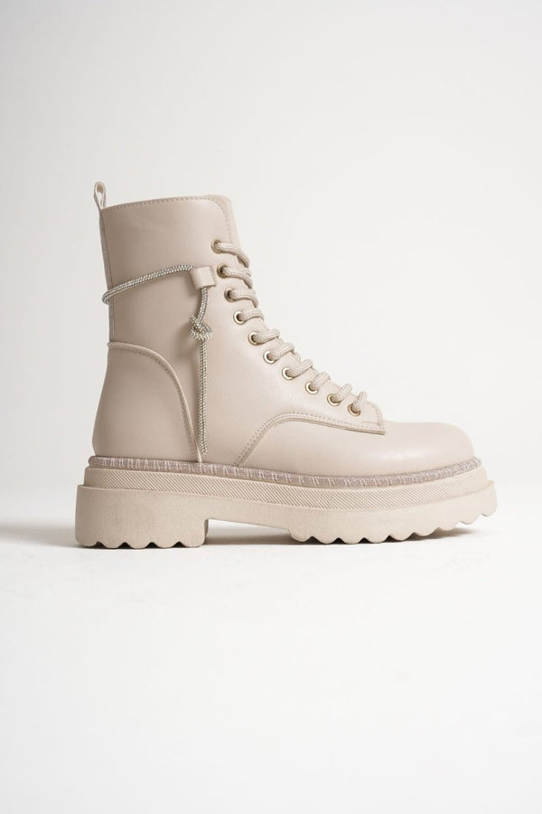 Scarpax Karma Özel Tasarım Kışlık Bej Kalın Tabanlı Kadın Bot
