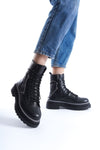 Scarpax Karma Özel Tasarım Kışlık Siyah Kalın Tabanlı Kadın Bot