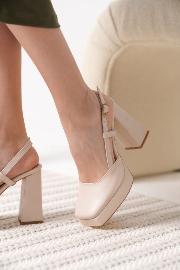 Scarpax Karmen Bej Kadın Topuklu Ayakkabı