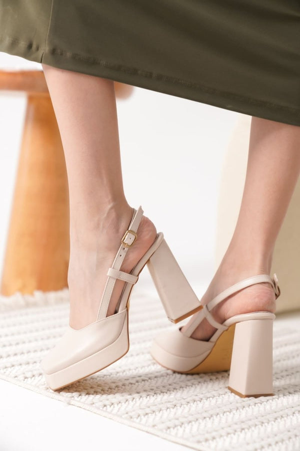 Scarpax Karmen Bej Kadın Topuklu Ayakkabı