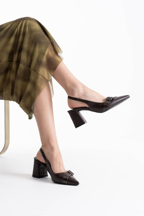 Scarpax Keira Acı Kahve Cilt Kadın Topuklu Ayakkabı