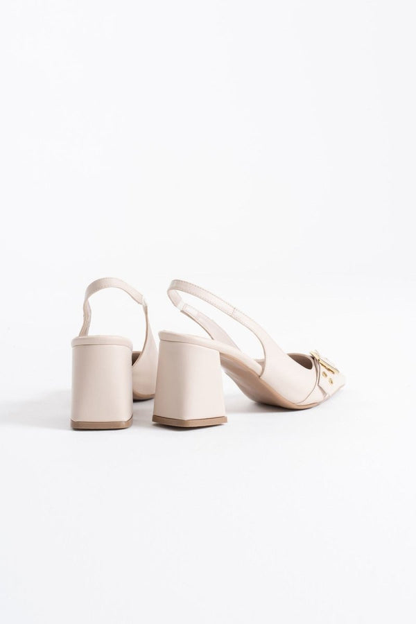 Scarpax Keira Bej Cilt Kadın Topuklu Ayakkabı