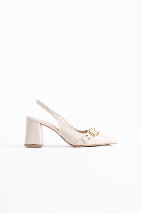 Scarpax Keira Bej Cilt Kadın Topuklu Ayakkabı