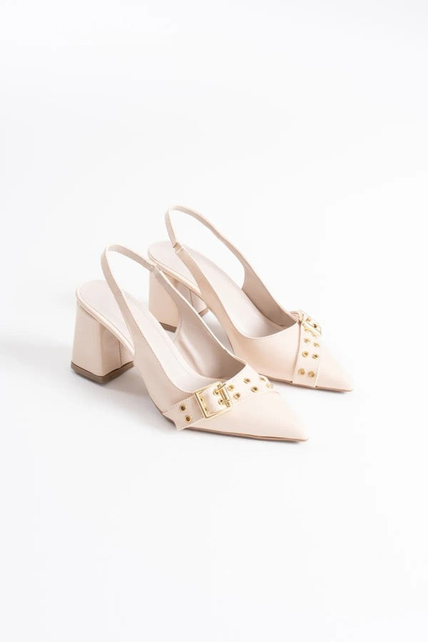 Scarpax Keira Bej Rugan Kadın Topuklu Ayakkabı