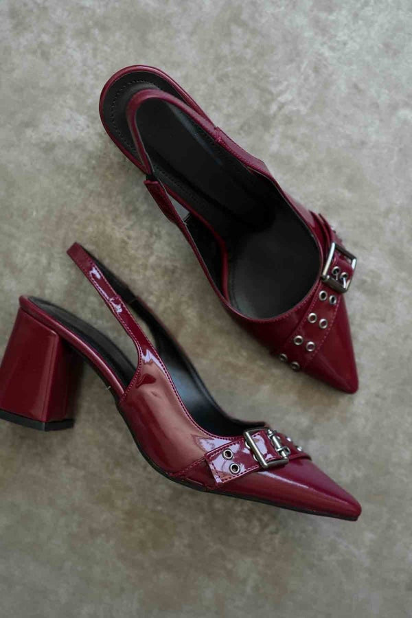 Scarpax Keira Bordo Rugan Kadın Topuklu Ayakkabı