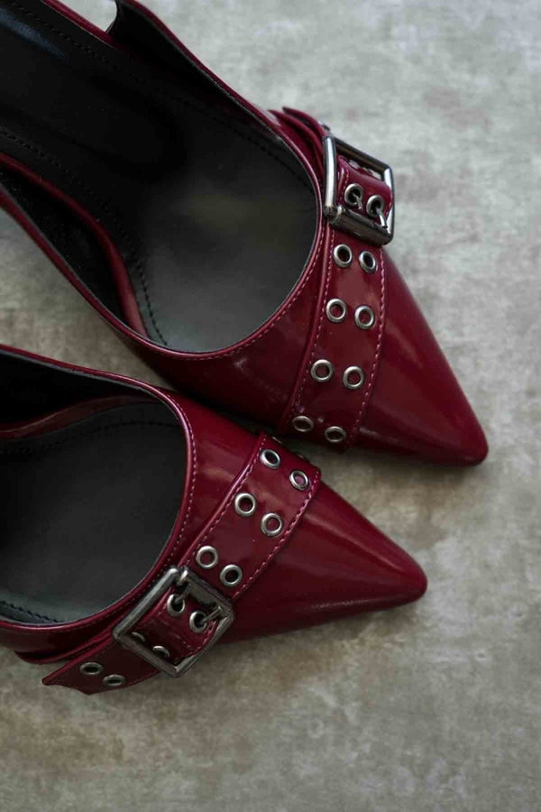 Scarpax Keira Bordo Rugan Kadın Topuklu Ayakkabı