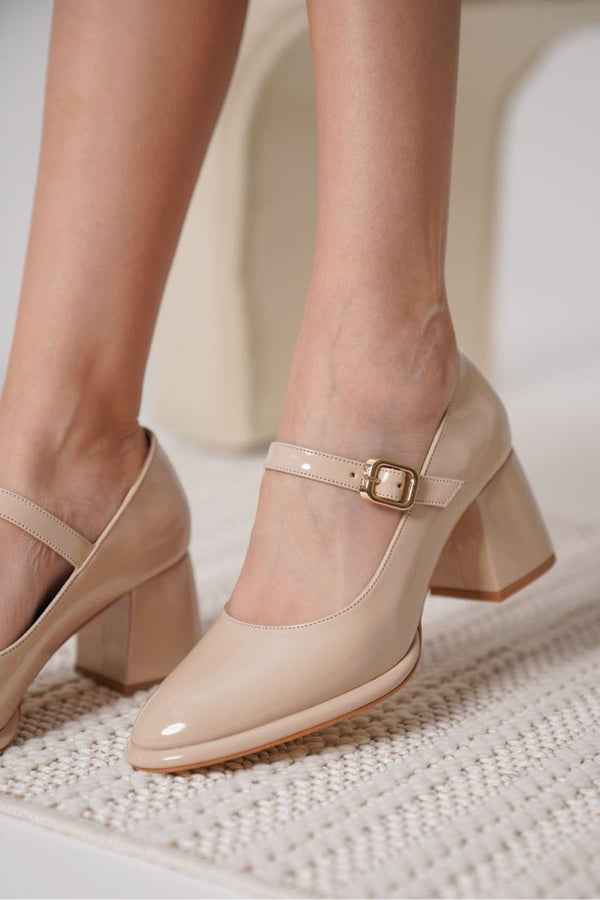 Scarpax Kelly Nude Rugan Kadın Topuklu Ayakkabı