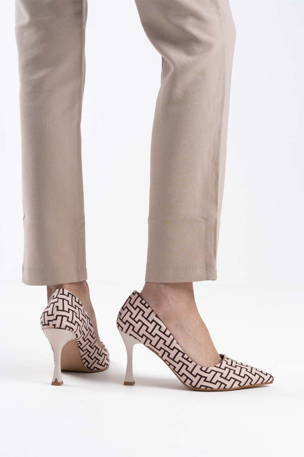 Scarpax Kelsey Kadın Bej Desenli Stiletto