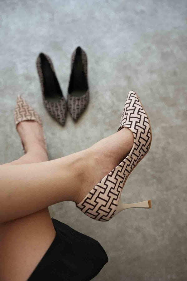 Scarpax Kelsey Kadın Bej Desenli Stiletto