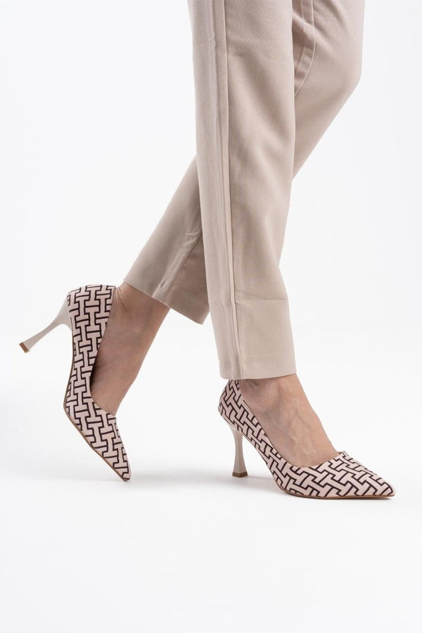 Scarpax Kelsey Kadın Bej Desenli Stiletto