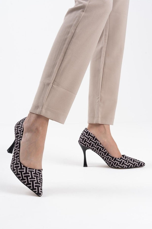 Scarpax Kelsey Kadın Siyah Desenli Stiletto