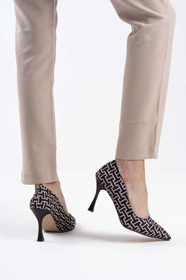 Scarpax Kelsey Kadın Siyah Desenli Stiletto