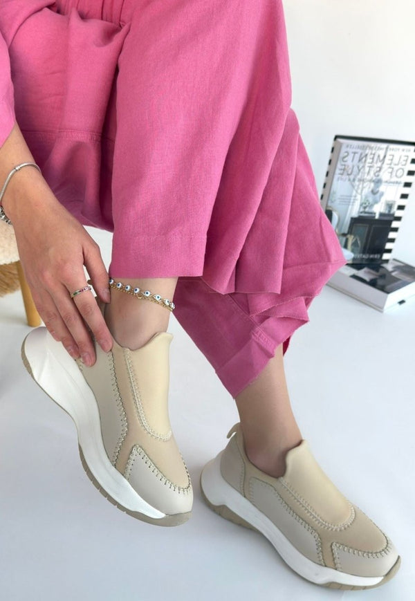 Scarpax Kendy Bej Cilt Spor Ayakkabı