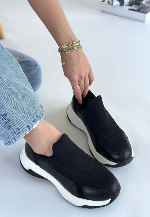 Scarpax Kendy Siyah Cilt Spor Ayakkabı