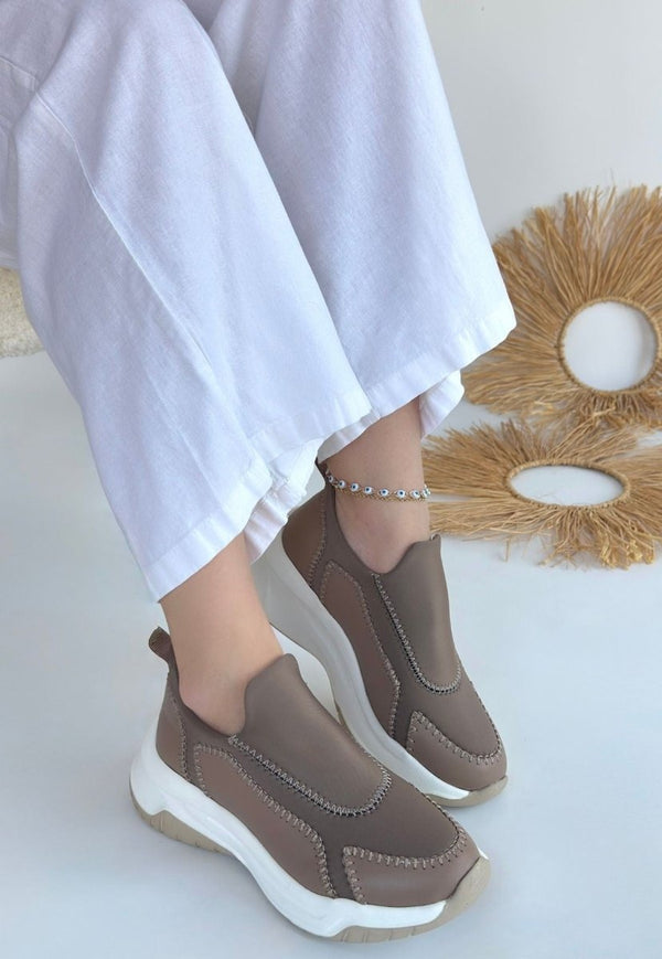 Scarpax Kendy Vizon Cilt Spor Ayakkabı